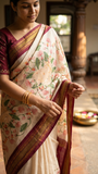 Ami Handwoven Pichwai printed Gadwal cotton with silk kuttu border