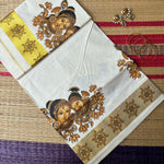 Meera Mural motifs Kasavu cotton saree