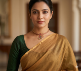 Chondromallika bright gold tissue silk Uppada saree - The Maggam Collective