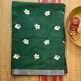 Madalasa parijata embroidered cotton Mangalgiri handloom saree with blouse - The Maggam Collective