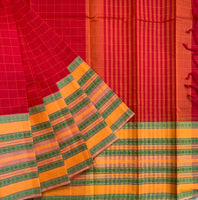 Sorceress - Handwoven cotton Mangalgiri saree with Kanchi border