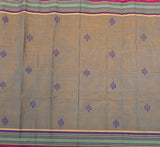 Bloom and bough Chettinad cotton saree with kolam print - The Maggam Collective
