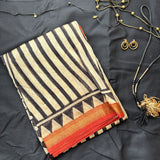Grihatachi hand printed Maheshwari saree with blouse - The Maggam Collective
