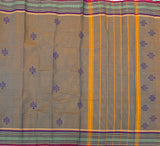 Bloom and bough Chettinad cotton saree with kolam print - The Maggam Collective