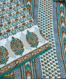 Gendaphool hand block printed mul cotton saree with blouse