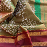 Paarthvi  Kolam block prints Chettinad cotton saree