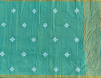 Home beyond the seven seas embroidered Kolams on handwoven Mangalgiri