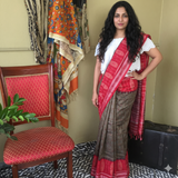 Walnuts and Apples handwoven Sambalpuri saree
