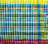 Satyabhama multicolour checks Mangalgiri saree with blouse