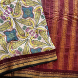 Damayanti Handwoven printed Gadwal cotton with silk kuttu border - The Maggam Collective