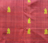 Rangadevi handwoven Siddipet gollabhama grid saree with blouse - The Maggam Collective