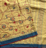SeethaKalyana Ponduru handspun and handwoven cotton saree with Kalamkari print - The Maggam Collective