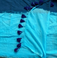 Ocean Haze mul cotton plain saree