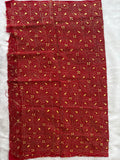 Red hand embroidered Kantha blouse fabric