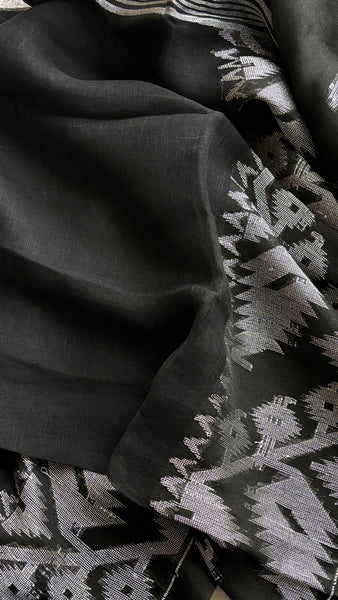 Shomili Handwoven linen Jamdani saree