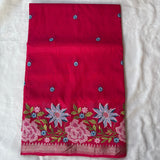 Arundhati floral cross stitch embroidery on handwoven silk Mangalgiri