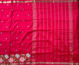 Arundhati floral cross stitch embroidery on handwoven silk Mangalgiri