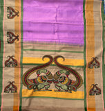 Yamini pure silk Kanjivaram with Kalamkari applique - The Maggam Collective