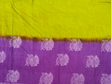 Verdant Whisper mul cotton plain saree with Annam block prints - The Maggam Collective