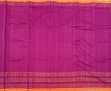 Orchid queen handwoven Mangalgiri cotton sari with kolam block prints - The Maggam Collective