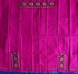 Magenta hand embroidered Kantha blouse fabric 0.8m