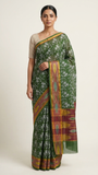 Kavya Venkatagiri saree with kadhi ikat border and cow print