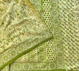 Herbed butter calm mul cotton hand printed saree - The Maggam Collective