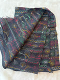 Black hand embroidered Kantha blouse fabric - The Maggam Collective