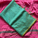 Meenakshi Chikankari work on silk Mangalgiri with scalloped border