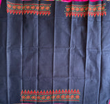 Blue hand embroidered Kantha blouse fabric 0.8m