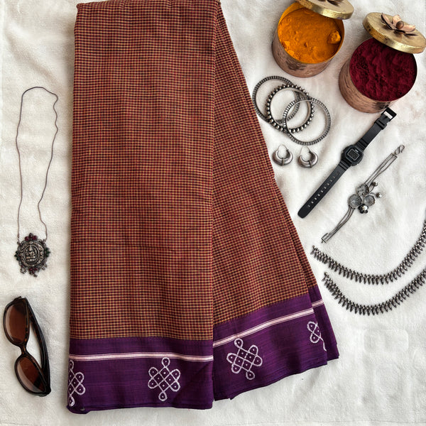 Ridhima handwoven Patteda Anchu saree kolam print with blouse