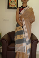 Tarini handwoven Patteda Anchu saree baby kolam print with blouse