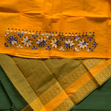 My friend, the forest - Handwoven cotton Mangalgiri saree with Kanchi border