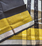 Kalika Handwoven Uppada silk cotton saree with jamdani inlays - The Maggam Collective