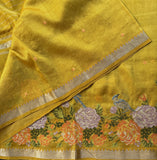 Hiranya intricate cross stitch roses on handwoven silk Mangalgiri