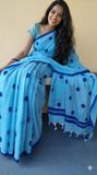 Bubbles - mul cotton saree with polka dots