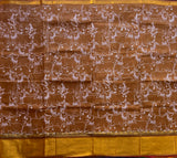 Ankitha Venkatagiri saree with kadhi border and block prints