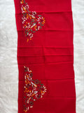 Red hand embroidered Kantha blouse fabric 0.8m - The Maggam Collective