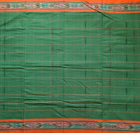 Forest bathing - handwoven cotton saree, Ikat border motifs