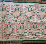 Lopamudra Handwoven Pichwai printed Gadwal cotton with silk kuttu border - The Maggam Collective