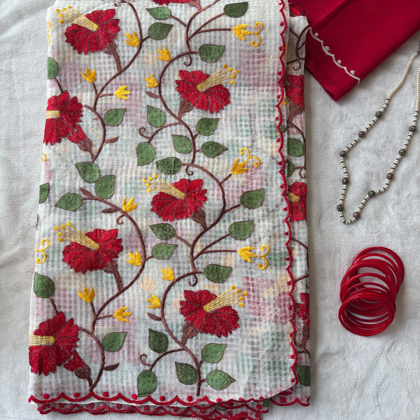 Bahareh resham kota saree with embroidery