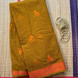 Dawn embroidered Kolams on handwoven Mangalgiri