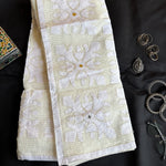 Veda White cotton saree with white appliqué