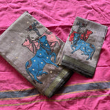 Samasthala Applique and mirror work on silk Mangalgiri