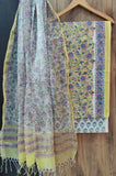Cotton dress material, Kota dupatta, handblock printed - Sanganeri