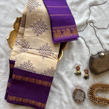 Vetravathi Kolam block prints Sungudi cotton saree with blouse