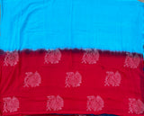 Twilight blaze mul cotton plain saree with Annapakshi print - The Maggam Collective