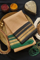 Selene - Handwoven Gadwal cotton with silk kuttu border