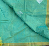 Home beyond the seven seas embroidered Kolams on handwoven Mangalgiri