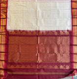 Durga white and red cotton Gadwal